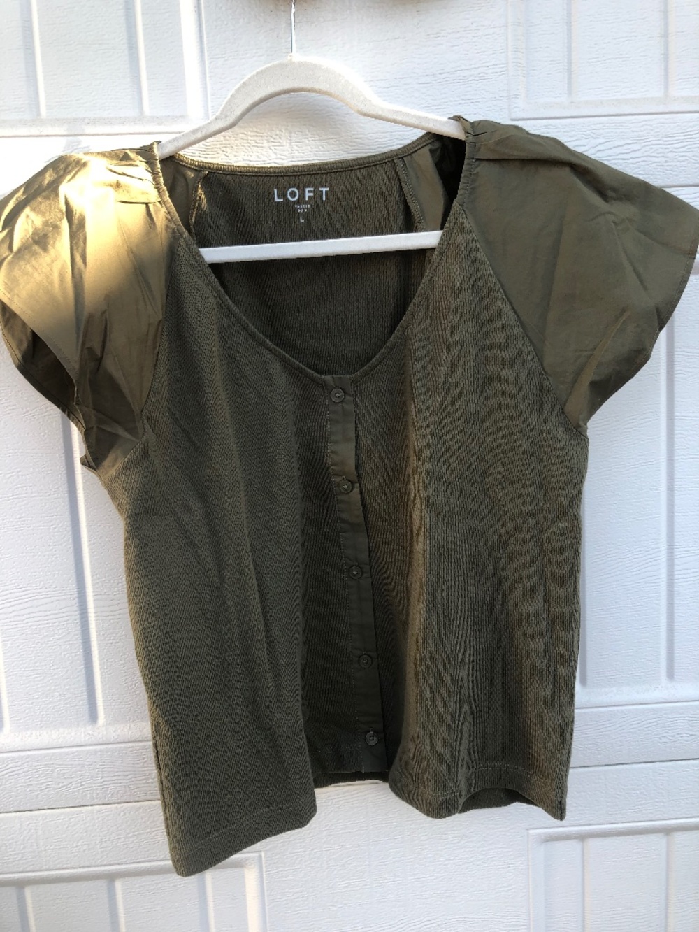 Loft Forest Green Large Blouse Tulip Sleeves